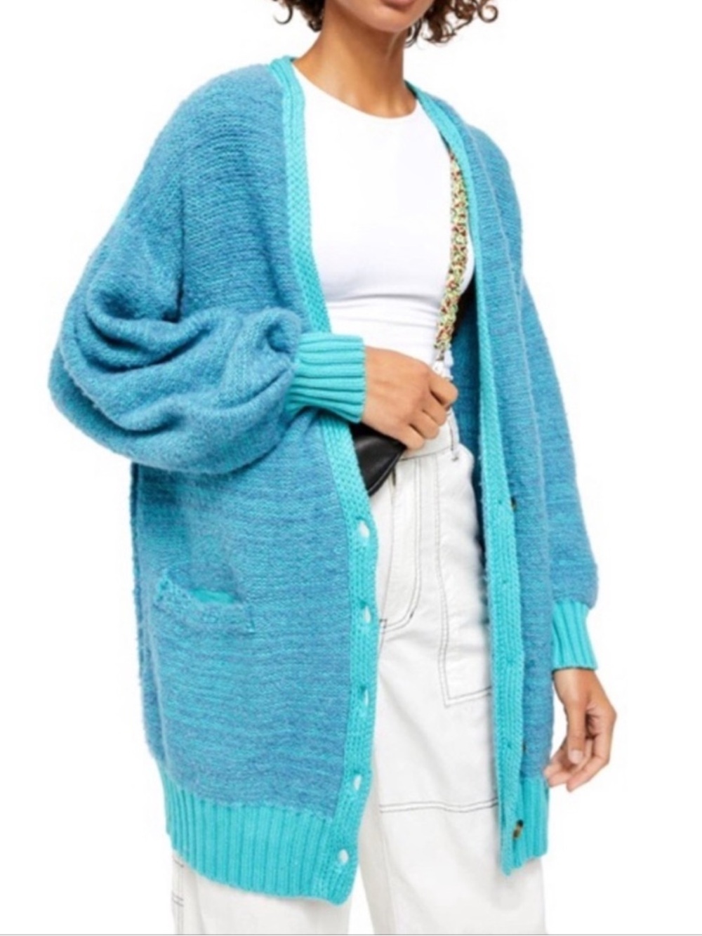 Free People Snow Drop Nile Blue Cardigan
